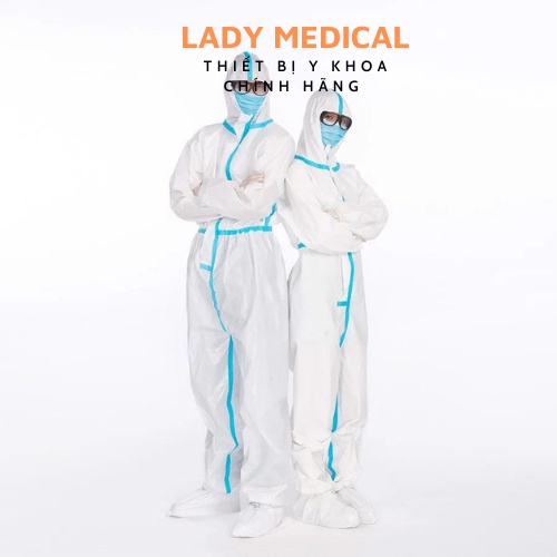 Bộ quần áo bảo hộ y tế lv3 chĩnh hãng 7 món - bộ đồ phòng dịch 7 món màu xanh lady medical