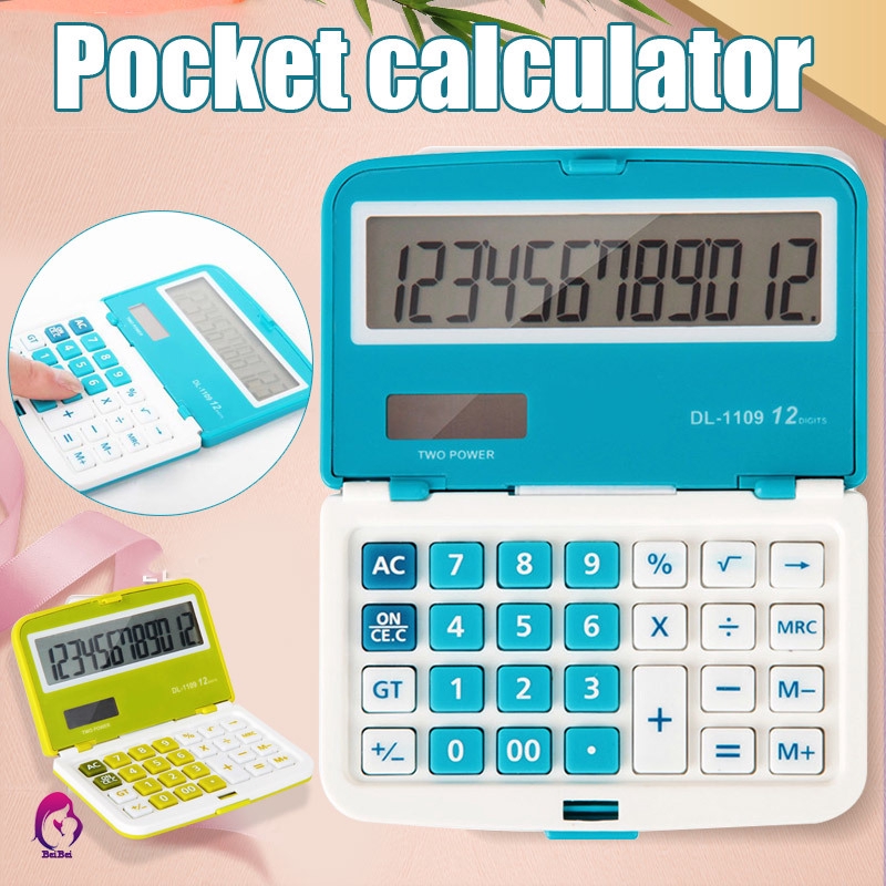 【Hàng mới về】 12 Digits Solar Folding Mini Calculator Dual Power Office