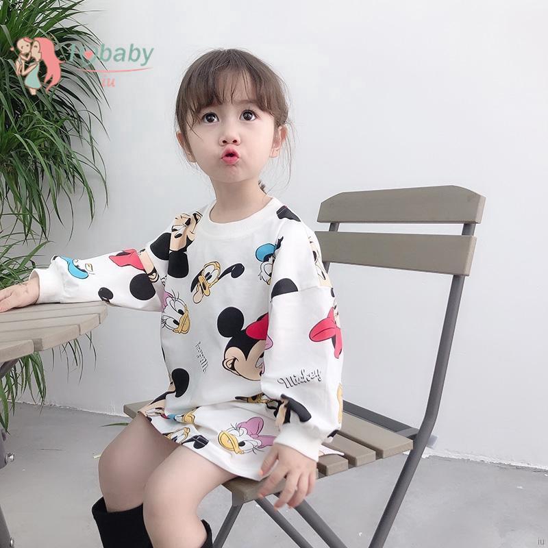 Đầm tay dài in hình chuột Mickey