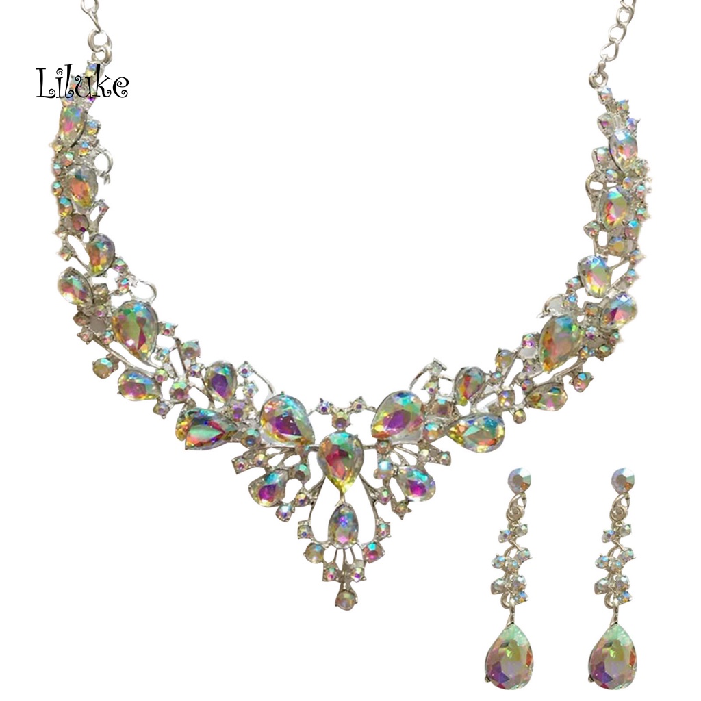 Bộ Vòng cổ + Đôi Khuyên Tai Thiết Kế Sang Trọng Phối Đá Nhân Tạo