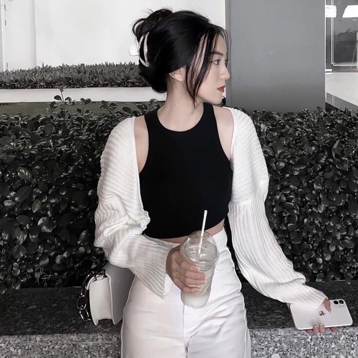 Áo kiểu nữ ba lỗ croptop basic chất thun gân alohashop91
