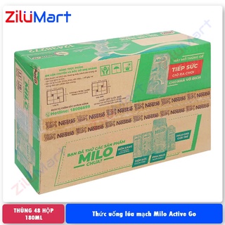 Thức uống lúa mạch Milo Active Go (thùng 48 hộp) loại 180ml