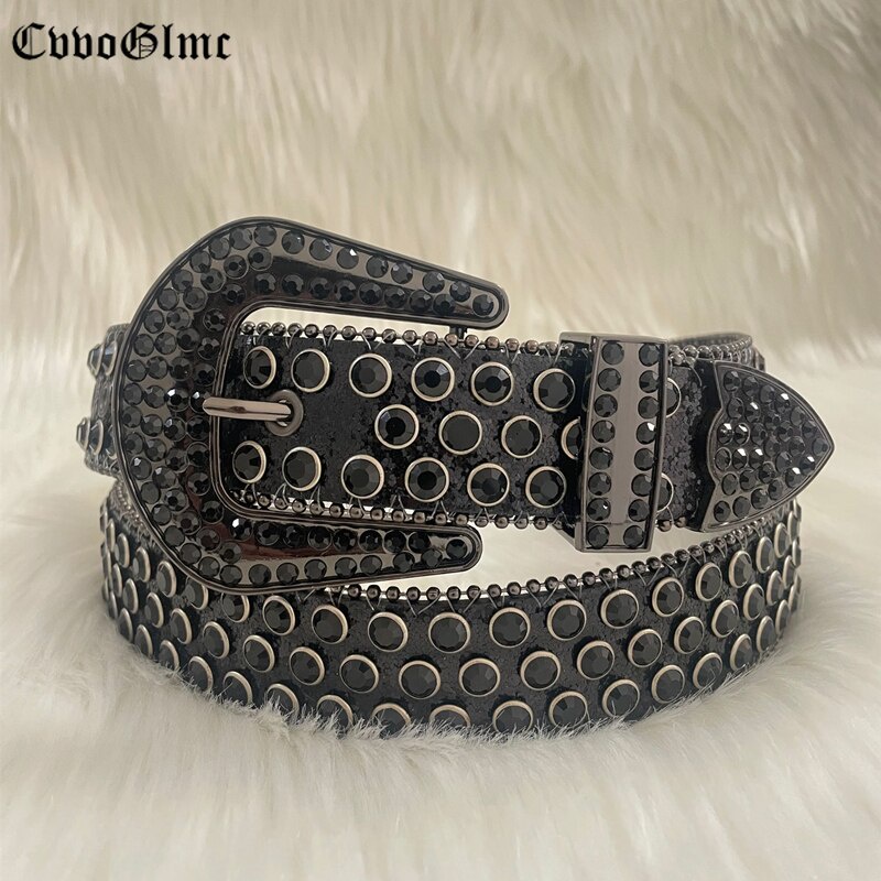 Thắt lưng đính đá lấp lánh Y2K phong cách rocl punk thời trang cho nam và nữ