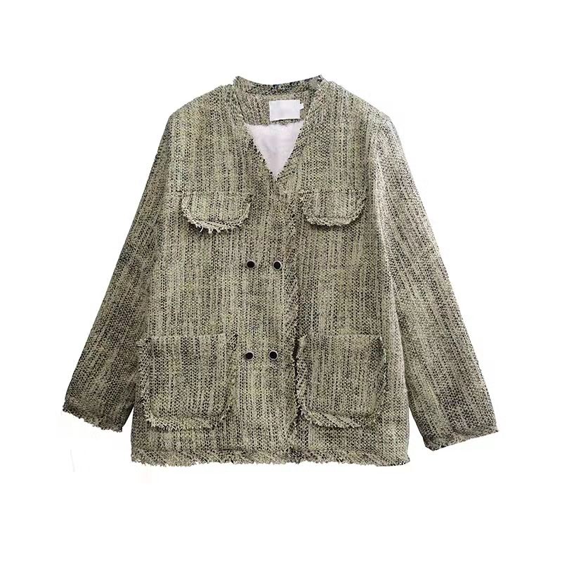 Áo Khoác Linen Dáng Rộng Phối Tua Rua Phong Cách Hàn Quốc Cổ Điển Thời Trang Mới Cho Nữ