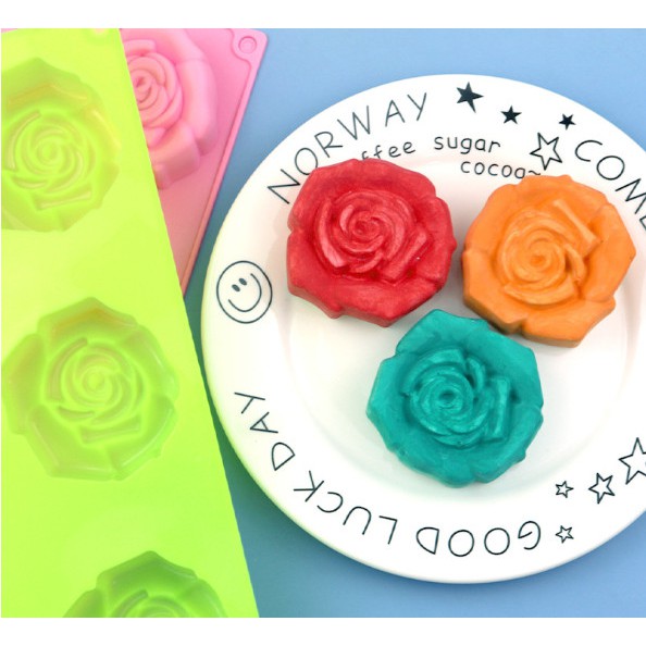 Khuôn silicon 6 hoa hồng 7cm