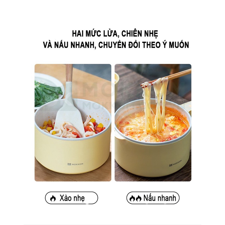 Nồi Điện Đa Năng Mokkom có tay cầm kèm hấp