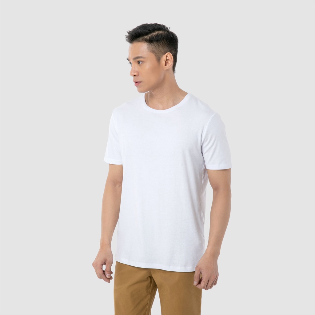 Áo thun nam cổ tròn basic CIZA vải cotton dày dặn, co giãn, tay ngắn size S M L XL  ATNB02