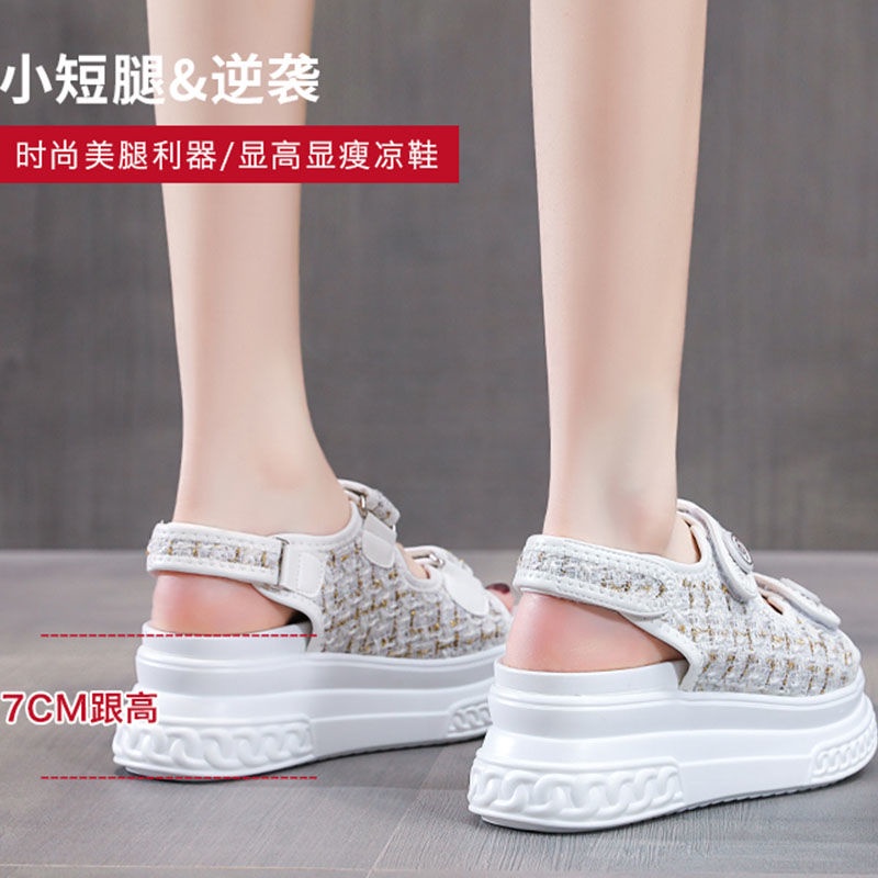 Giày Sandal Cao Gót Đế Dày Nâng Chiều Cao Phong Cách Mới Mùa Hè Dễ Phối Đồ