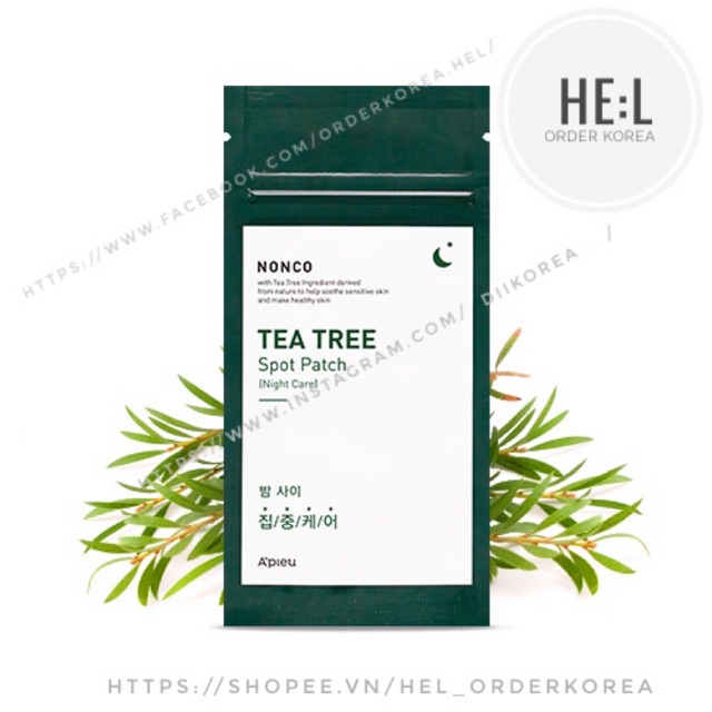 Miếng Dán Mụn ❤️Freeship❤️ Miếng Dán Mụn Apieu Nonco Tea Tree Spot...