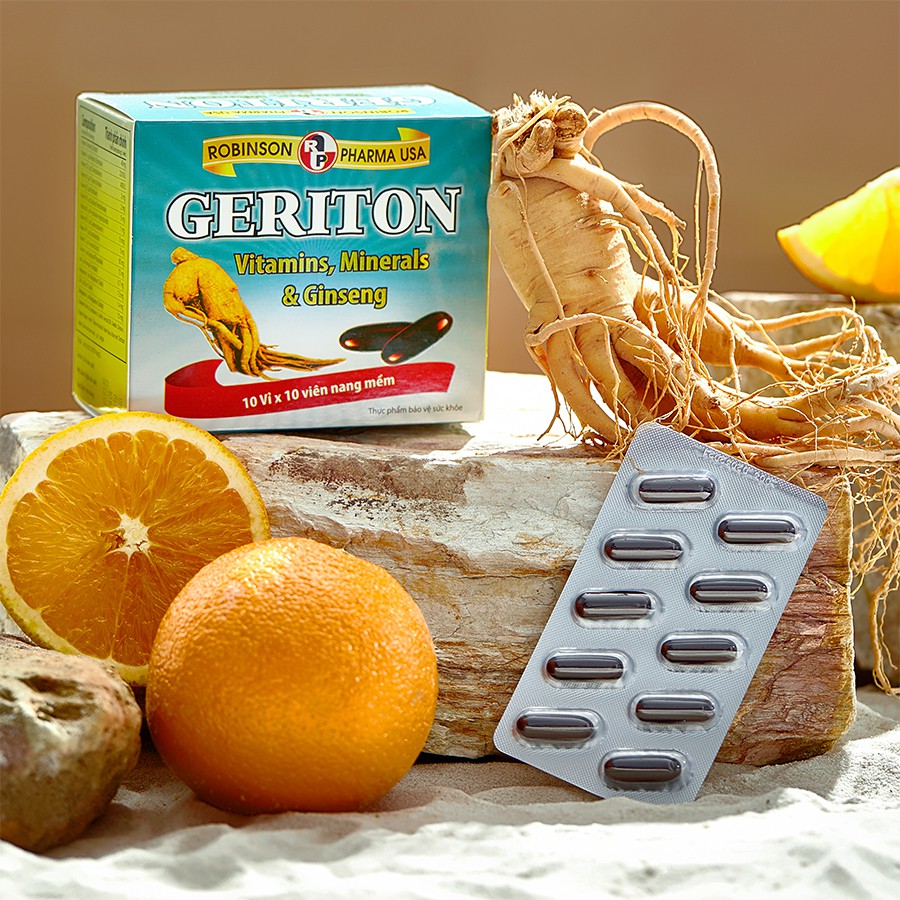 Geriton - Hỗ trợ bổ sung vitamin khoáng chất và nhân sâm Hàn Quốc giúp bồi bổ cơ thể, nâng sức đề kháng (100v)