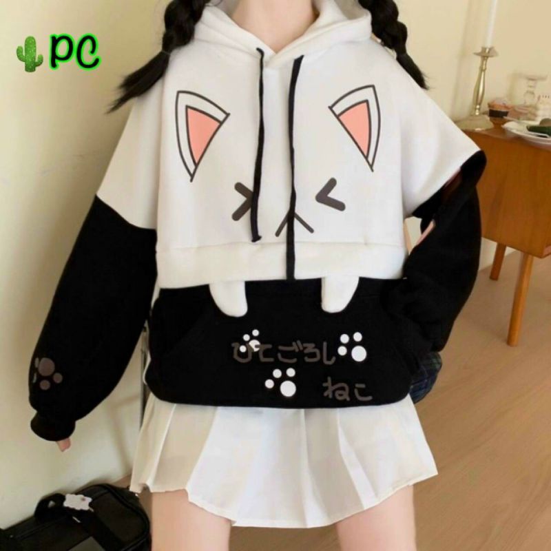 Hoddie mèo xinh xắn nỉ bông