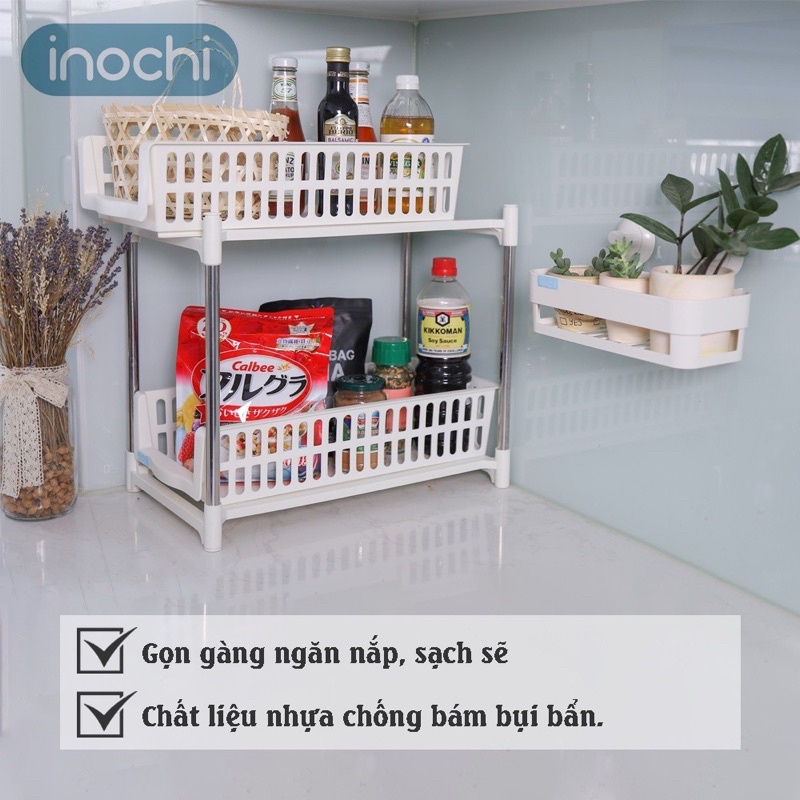 Kệ Đựng Gia Vị INOCHI Kệ Để Đồ Nhà Bếp 2 Tầng Đa Năng Trượt Tiện Lợi