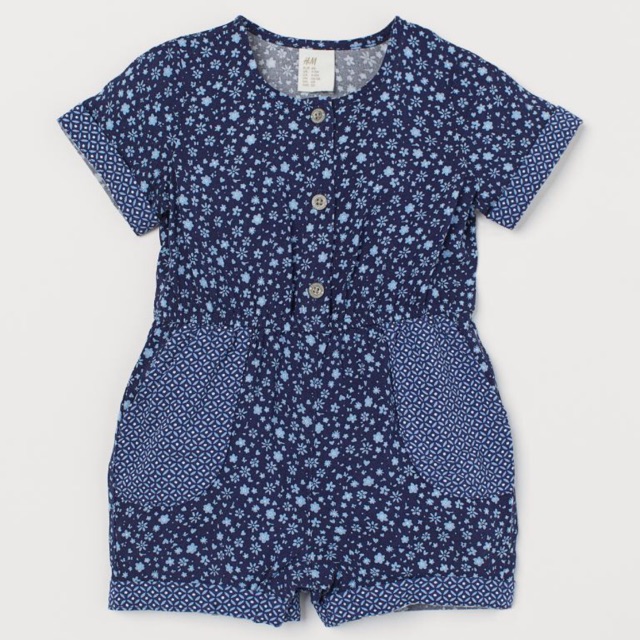 Jumpsuit HM - Bộ Xanh Hoa Nhí (18M-2Y) - HM JP