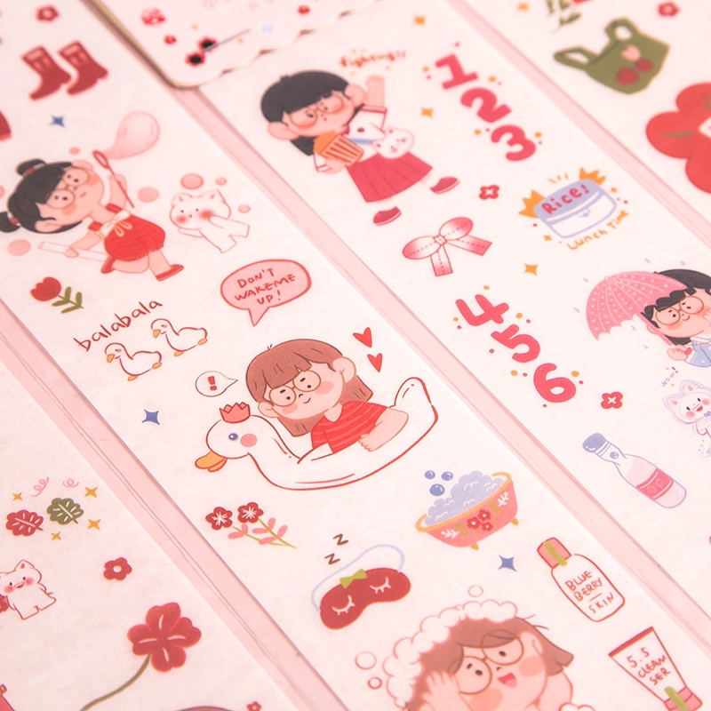 Sticker dán sổ tay bằng giấy washi màu hồng dễ thương dành cho bạn gái dùng trong trường học/văn phòng