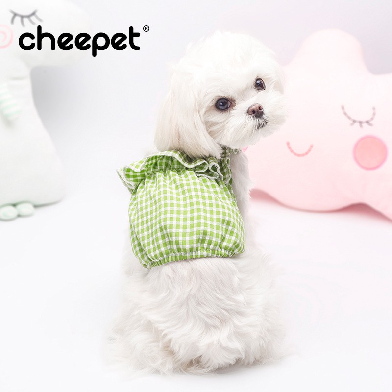 Cheepet Áo croptop kẻ caro cho chó mèo/thú cưng