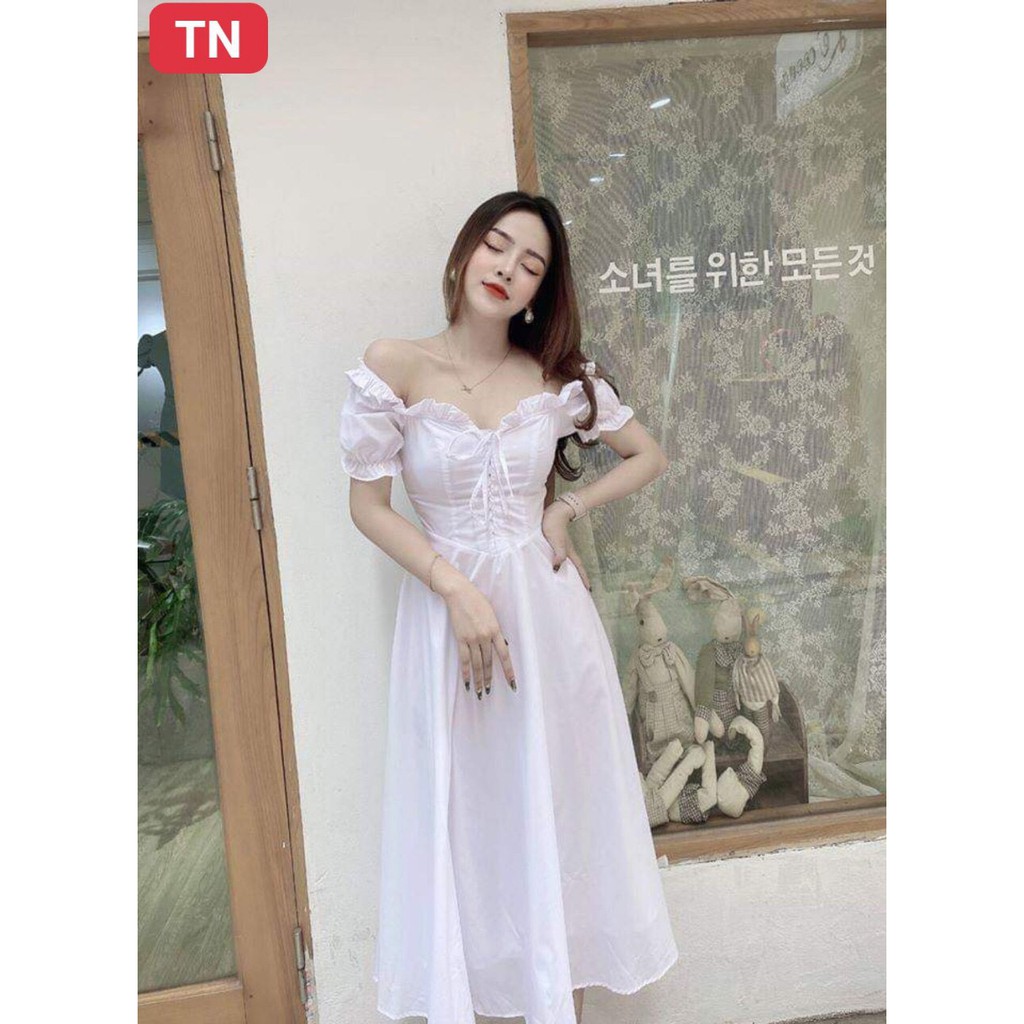 [Mã WASTMAY giảm 15% tối đa 30K đơn 150K] (VIDEO+HÌNH THẬT) Đầm Xòe Trễ Vai Dây Rút Có Mút Ngực | BigBuy360 - bigbuy360.vn