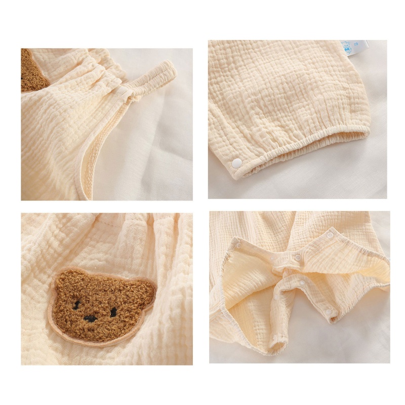 Bộ Áo Liền Quần Bằng Vải Cotton Gạc Mềm Mại Dành Cho Bé Trai Sơ Sinh