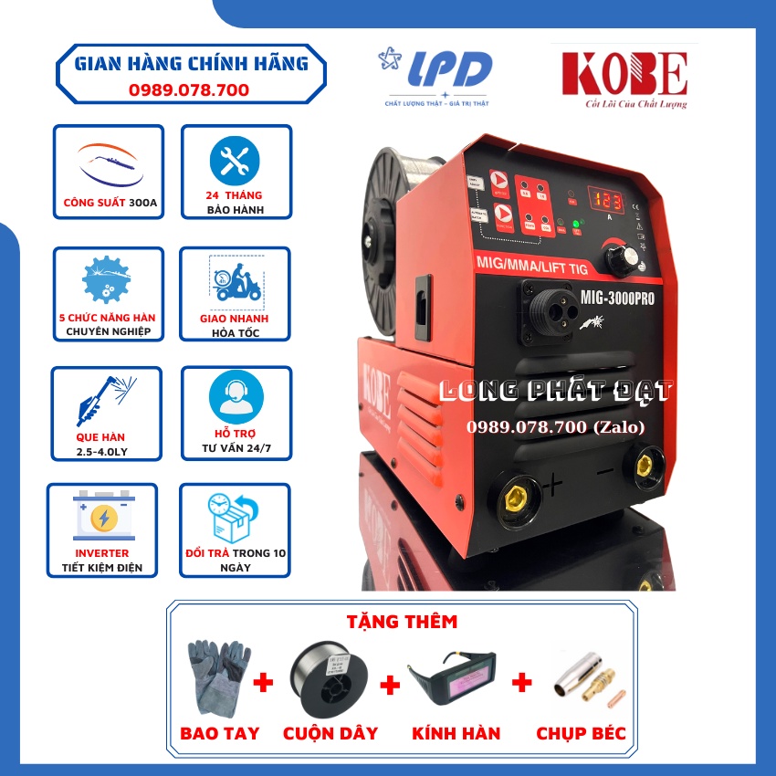 Máy Hàn Mig 5 Chức Năng MiNi KOBE MIG 3000 PRO - CUỘN DÂY 1KG - 5KG - Dây Mig RỜI 3M