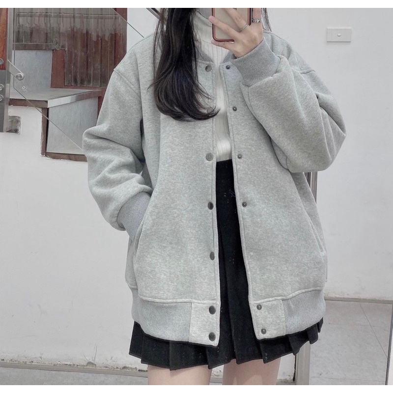 ÁO KHOẮC BOMBER NỈ CÚC BẤM NHIỀU MÀU