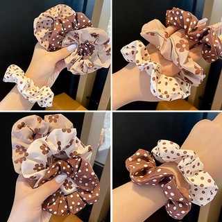 Dây buộc tóc, cột tóc scrunchies bông hoa, chấm bi dễ thương