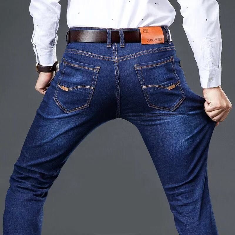 Quần jeans chịu mài mòn chống bụi bẩn dáng suông thẳng thời trang thu đông thích hợp cho nam