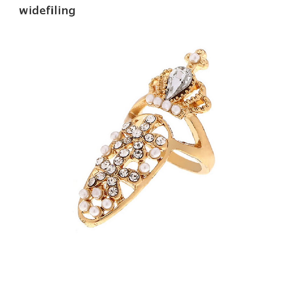 Nhẫn Đính Pha Lê Hình Nơ / Vương Miện Trang Trí Móng Tay Xinh Xắn Cho Nữ