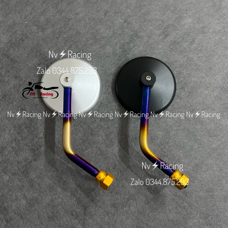 Kính chiếu hậu kiểu tròn nhỏ nhôm đúc chân titan highlight