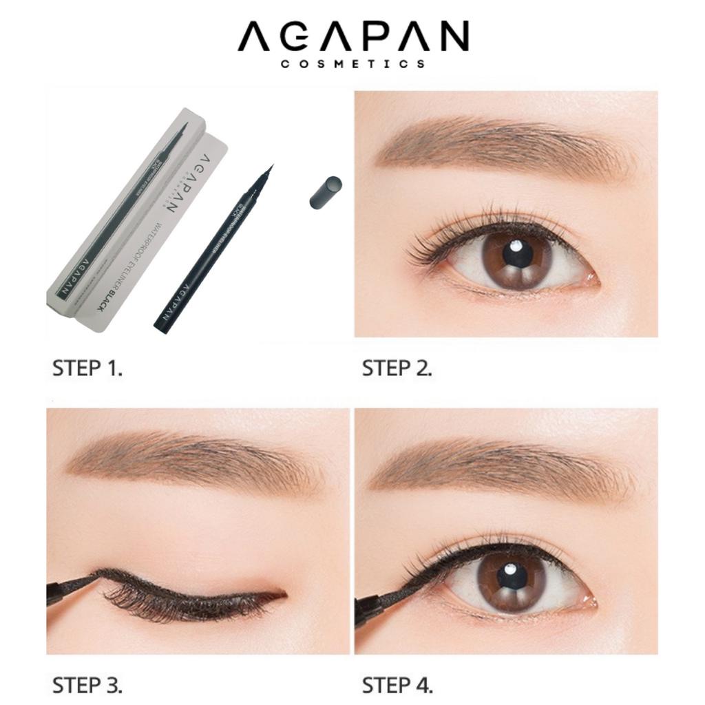 Kẻ Mắt Không Lem, Lâu Trôi AGAPAN Waterproof Eyeliner Black Hàn Quốc - Màu Đen