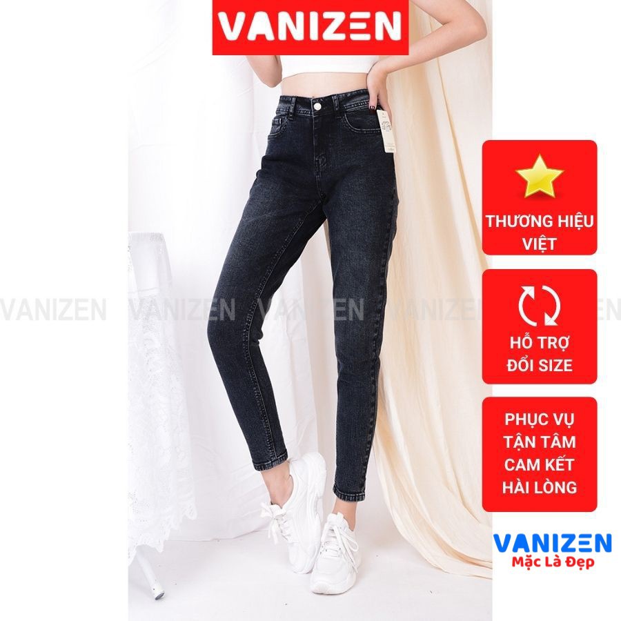 Quần jean nữ ống rộng baggy đẹp lưng cao cạp căn bản trơn xám khói hàng hiệu cao cấp mã 399 VANIZEN *