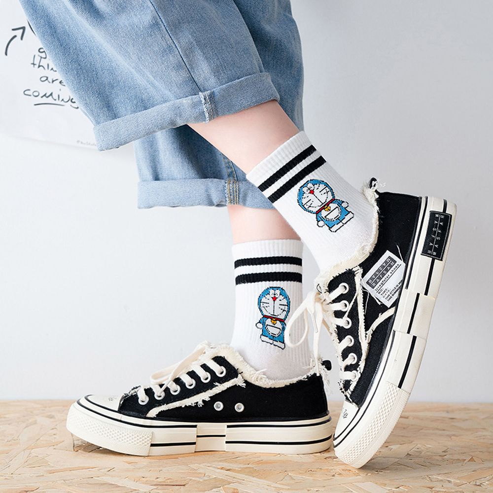 Đôi vớ cotton in hình mèo máy Doraemon đáng yêu