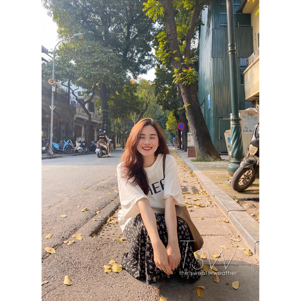 Chân váy voan nữ 2 lớp dáng dài cạp chun hoạ tiết hoa nhí - The Sweater Weather | BigBuy360 - bigbuy360.vn