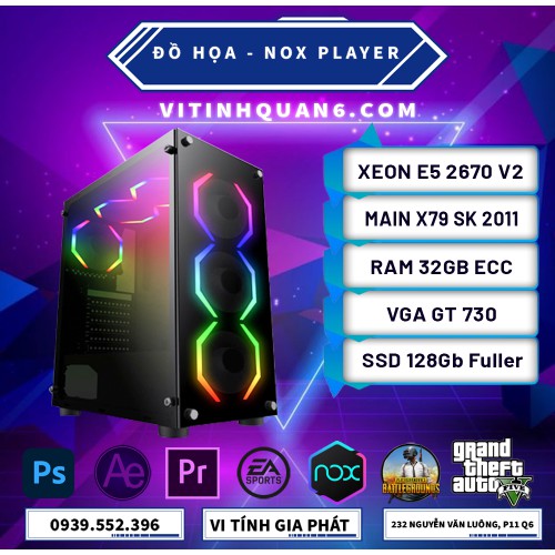 Bộ PC Xeon cày 10 Tab NoxPlayer, chuyên play together, võ lâm