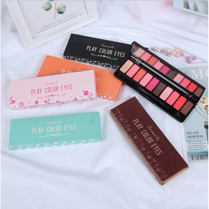 BẢNG PHẤN MẮT 10 Ô PLAY EYE COLOR Lameila eyeshadows palettes nội địa sỉ rẻ nhũ màu mắt lâu trôi chuẩn màu NGỰA BEAUTY