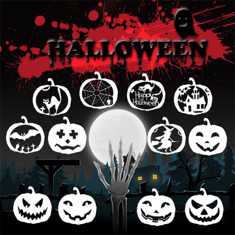 Set 12 Khuôn Vẽ Trang Trí Halloween Thẻ Khoét Rỗng
