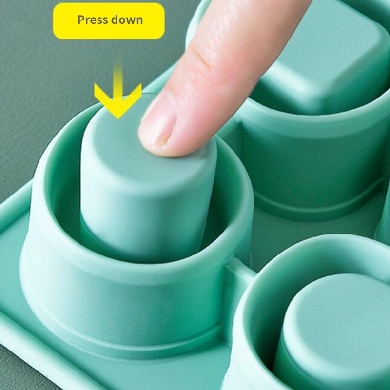 Khuôn Làm Kem Que Silicone 2 Trong 1 6 Ô Không Chứa BPA