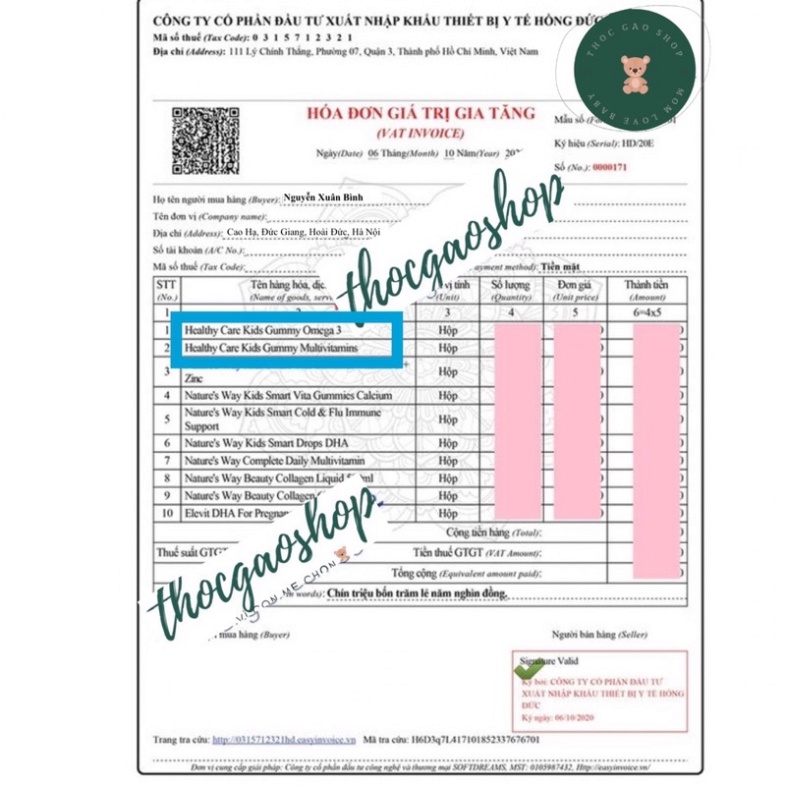 Kẹo dẻo Kids Gummy Multivitamin và Kids Gummy Omega 3 200v chính hãng Healthy Care Úc