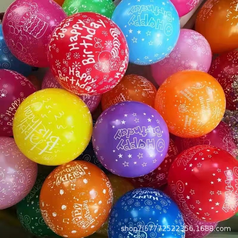 Set 10 bóng trong suốt, màu in chữ HAPPY BIRTHDAY Size 12inch