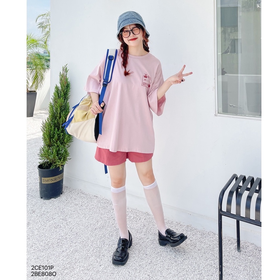 7 màu | Áo phông cổ tròn oversized FRIDAY 2CH410P hoạ tiết SG Green Market