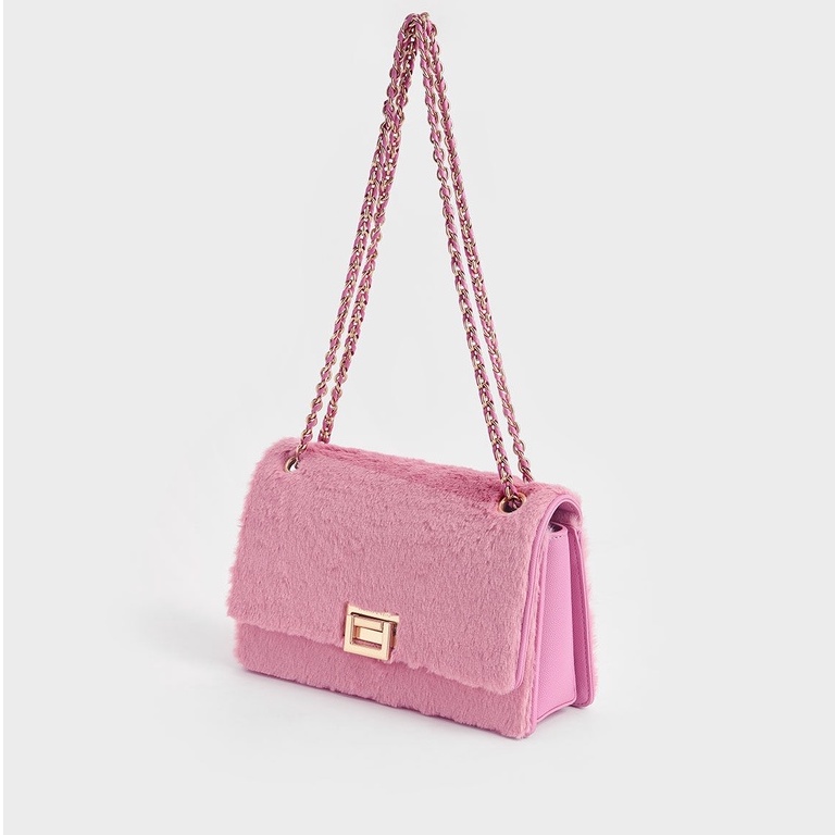 Túi ví CNK giả lông thỏ màu hồng nữ tính siêu dễ thương mấu hot của nhà CNK