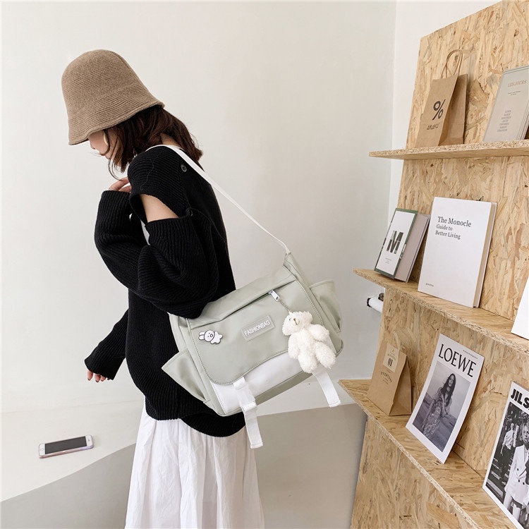 Túi đeo chéo đi học nữ CHEN, tui tote bag vải canvas đựng sách vở a4 laptop phong cách unisex TX10