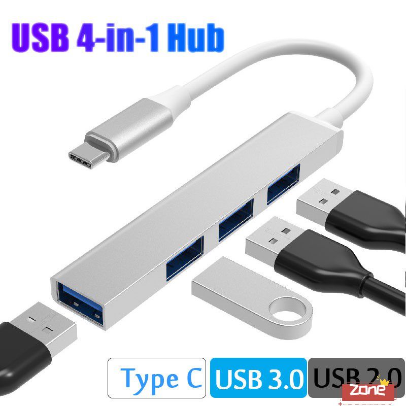 【Có sẵn】Tốc Độ Cao Usb Loại C Hub 4 Cổng Otg Đa Chia Adapter Dành Cho Lenovo Huawei xiaomi Macbook Pro 15 Air Pro Phụ Kiện 'Vùng