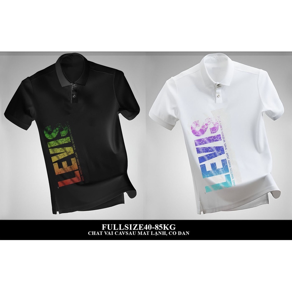 Áo Thun Polo Nam đen và trắng Polo Nam có cổ phong cách lịch lãm Áo phông nam cổ trụ in 3D sắc nét -B&W POLO14