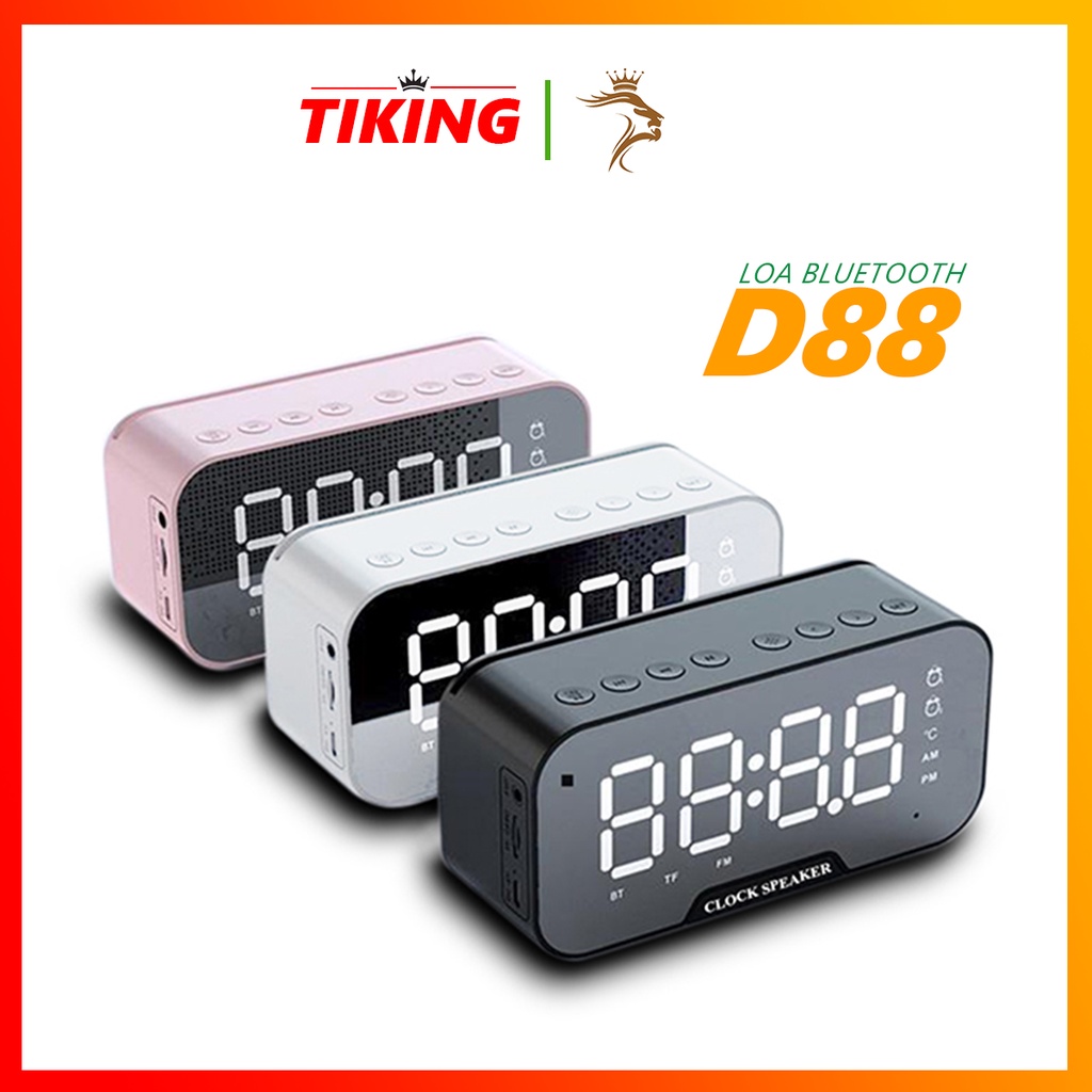Loa bluetooth 5.0 D88, loa không dây kiêm giá đỡ điện thoại, đo nhiệt độ phòng, đồng hồ báo thức