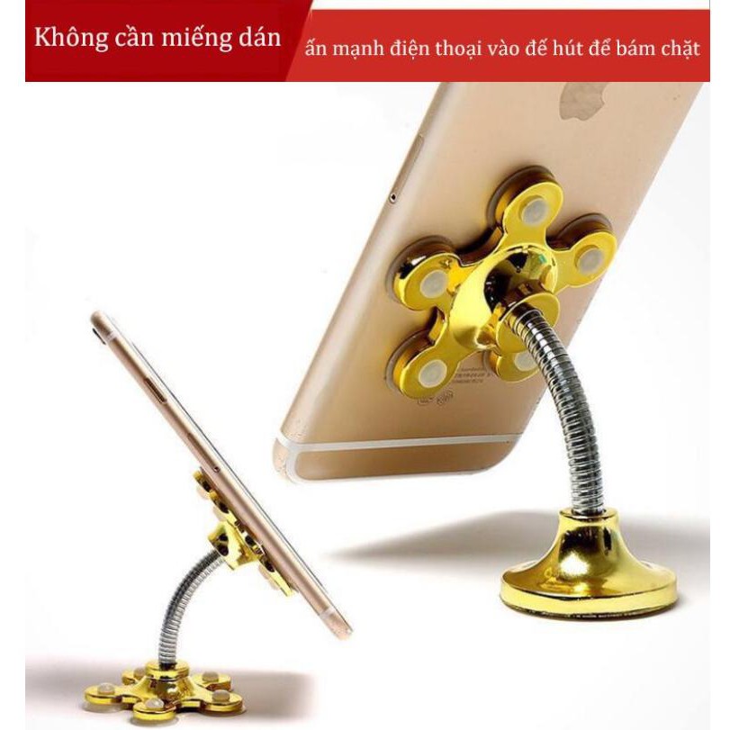 Giá đỡ điện thoại đế hút chân không 2 đầu hình bông hoa