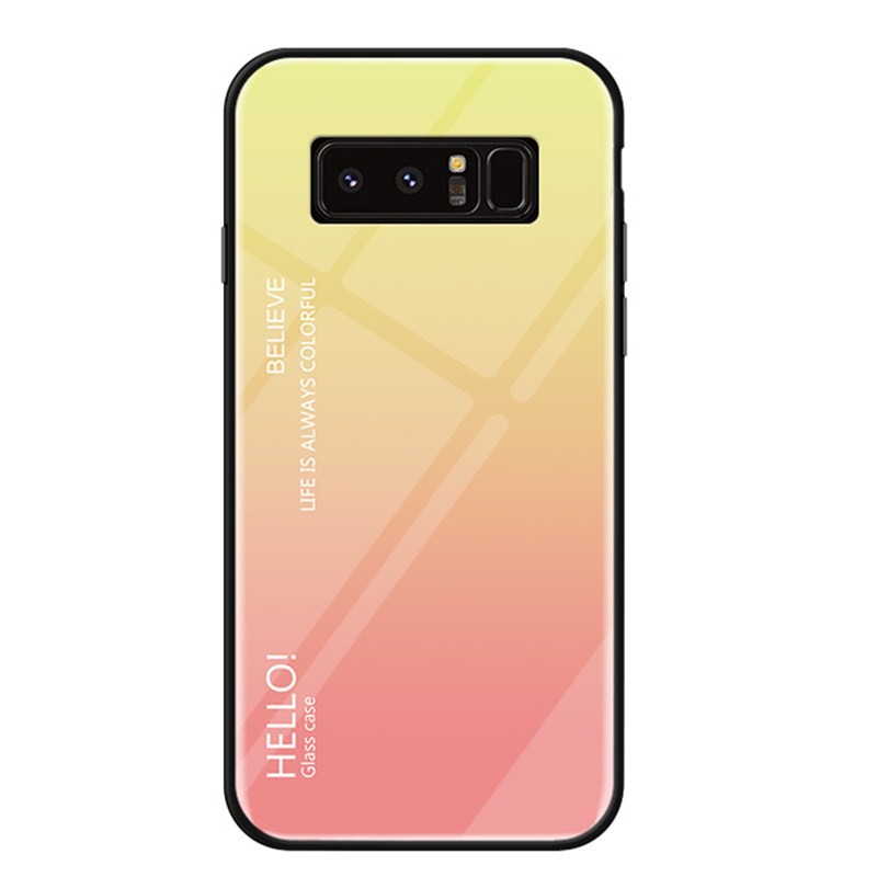 For Samsung Note 8 Gradient Aurora Tempered Glass Clear Back Phone Case
