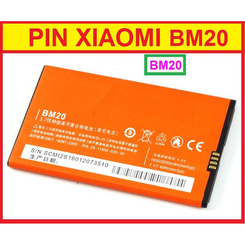 Pin Xiaomi Mi 2, Mi 2S BM20 Dung Lượng 2000mAh xịn mới 100% Bảo hành 6 tháng