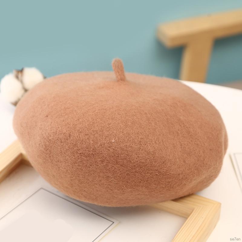 Mũ beret màu trơn dễ phối đồ thời trang thu đông xinh xắn dành cho bé gái 2-4 tuổi