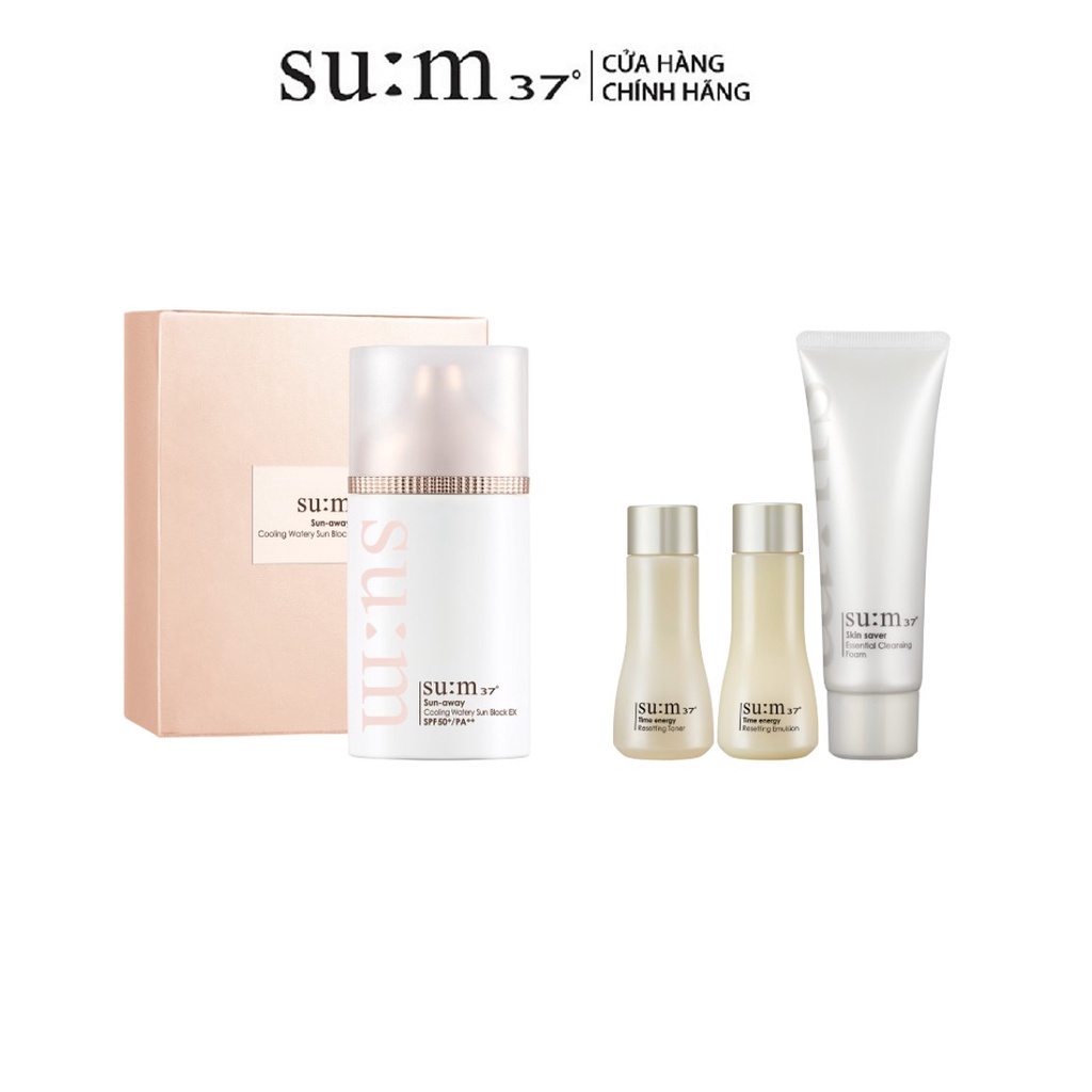 [Mã COSLUX03 giảm 120K] Kem chống nắng cấp ẩm và dưỡng da Su:M37 Sun-Away Cooling Watery Sunblock set 130ml