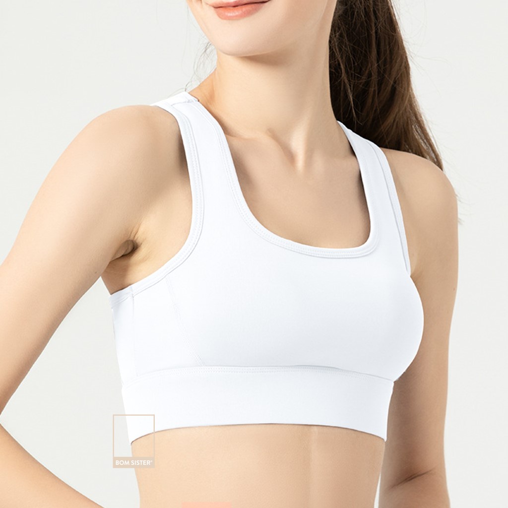 Áo lót tập Yoga - Gym croptop thun co giãn 4 chiều cài sau mút có thể tháo rời BOM SISTER AT0058