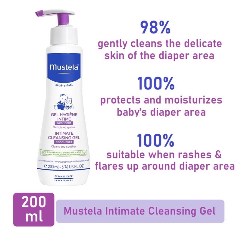 [CHÍNH HÃNG] Gel vệ sinh vùng kín cho bé từ sơ sinh (bé trai và bé gái) - Intimate Cleansing Gel Mustela - Nội địa Pháp